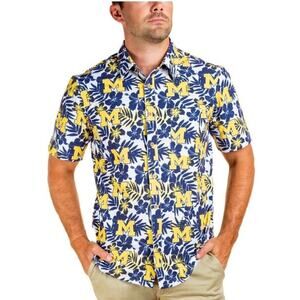 Men's Tellum and Chop White Michigan Wolverines Floral Button-Up Shirt Size XS